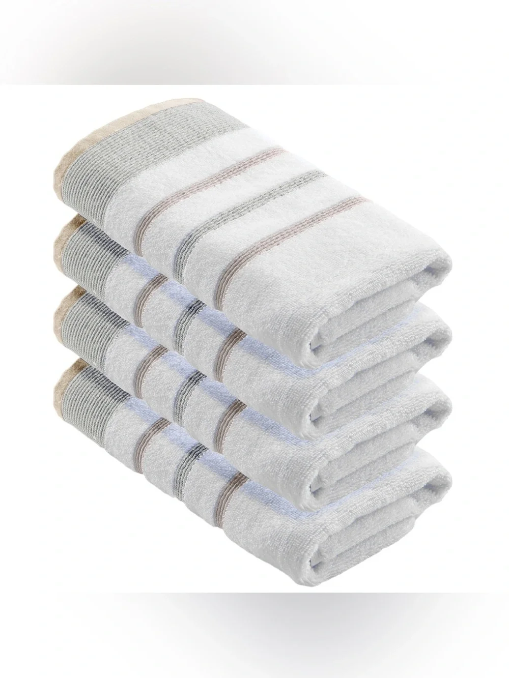 Great bay home Decorative Cotton Stripe Bath Towel Set Noelle glacier gray